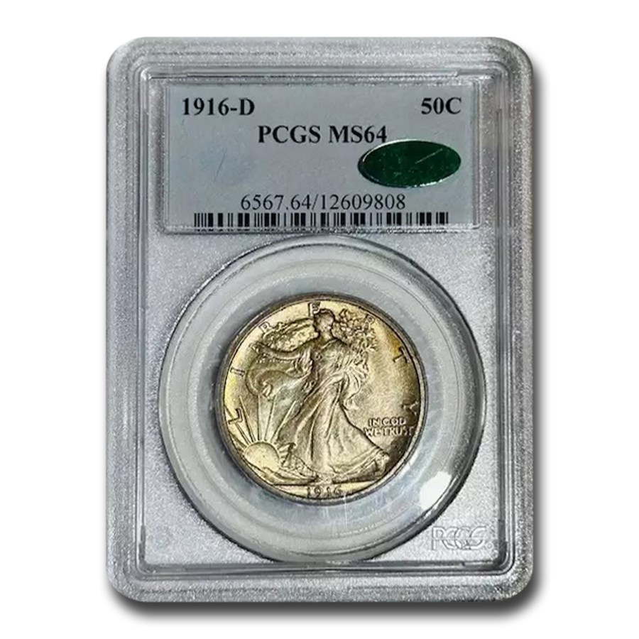 1916-D Walking Liberty Half Dollar MS-64 PCGS CAC