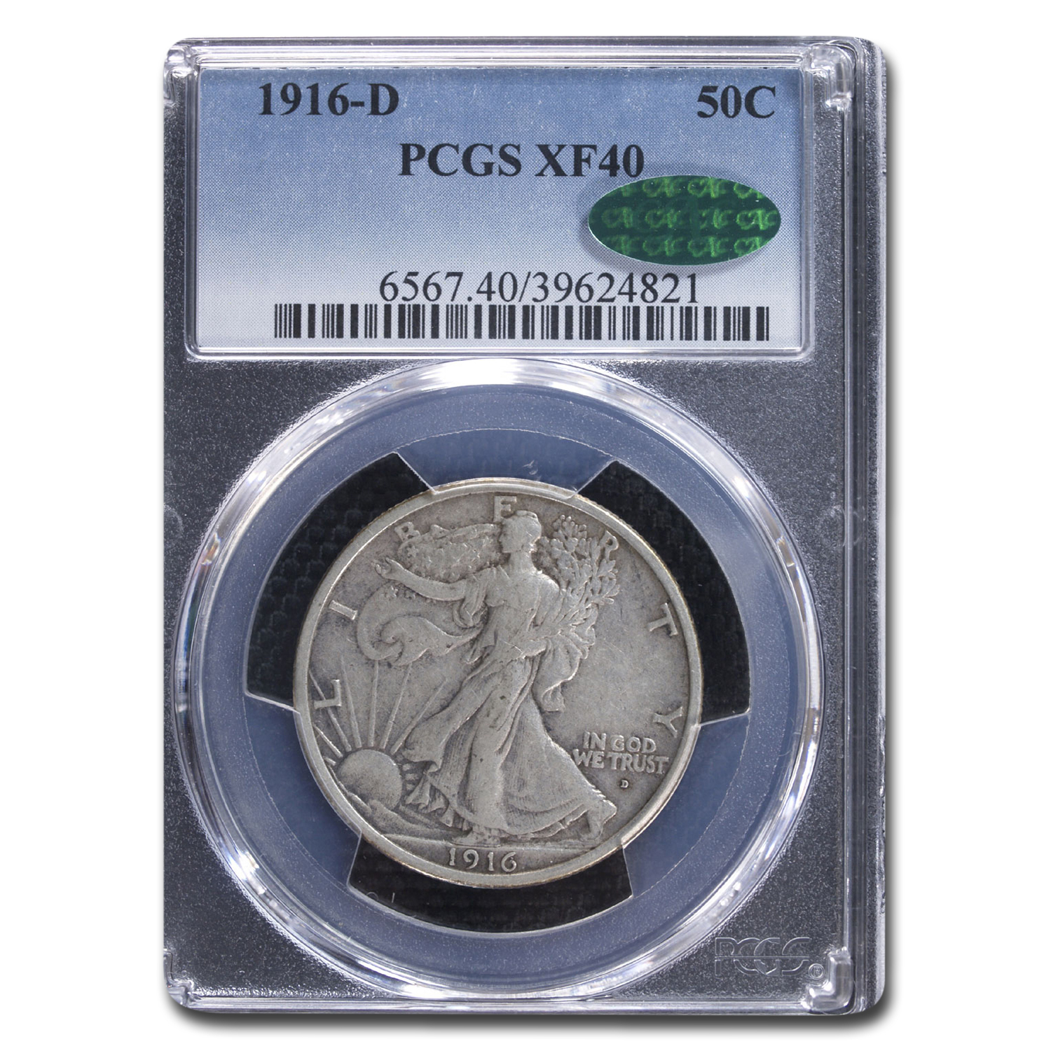 Buy 1916-D Walking Liberty Half Dollar XF-40 PCGS CAC | APMEX