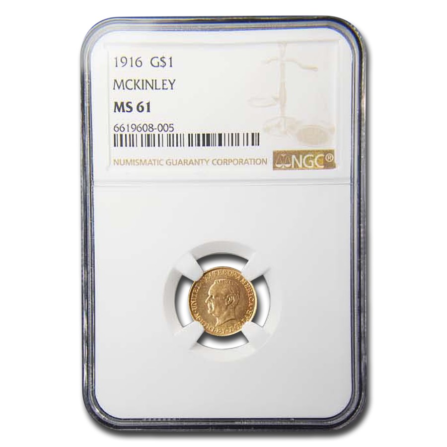 1916 Gold $1.00 McKinley MS-61 NGC