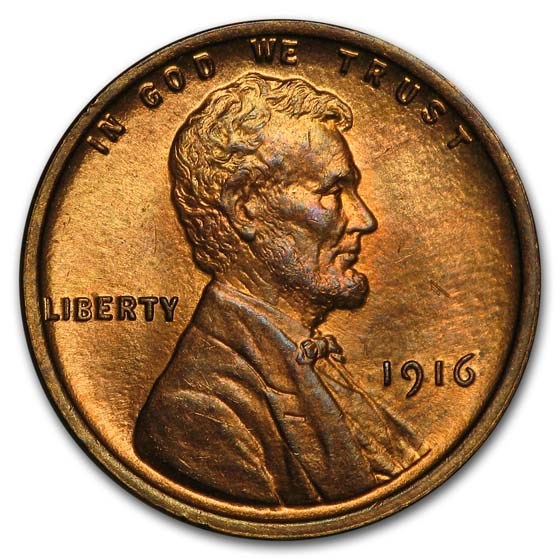 1916 Lincoln Cent BU (Red/Brown)