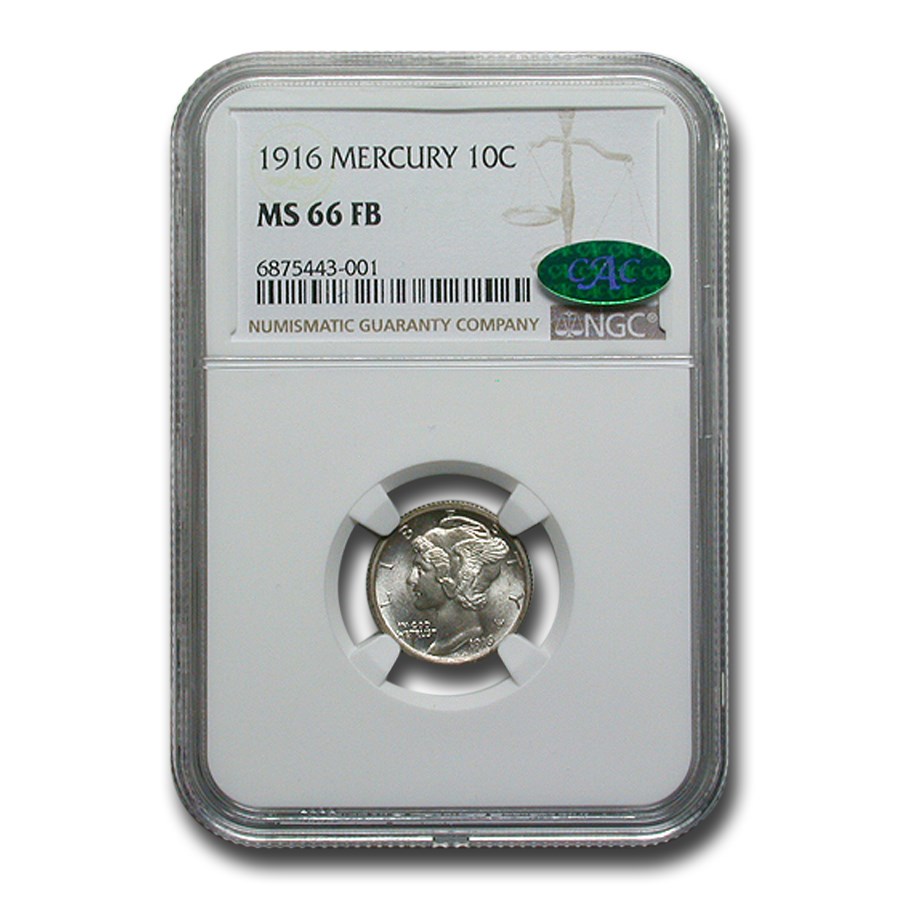 1916 Mercury Dime MS-66 NGC CAC (FB)