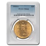 1916-S $20 St Gaudens Gold Double Eagle MS-64 PCGS