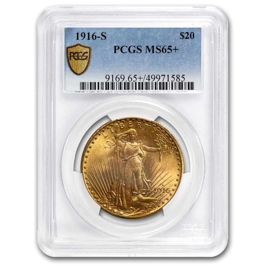 1916-S $20 St Gaudens Gold Double Eagle MS-65+ PCGS