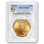 1916-S $20 St Gaudens Gold Double Eagle MS-65 PCGS