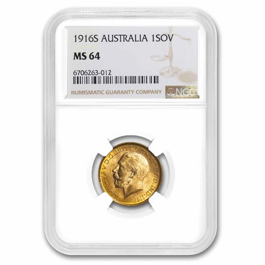 1916-S Australia Gold Sovereign George V MS-64 NGC