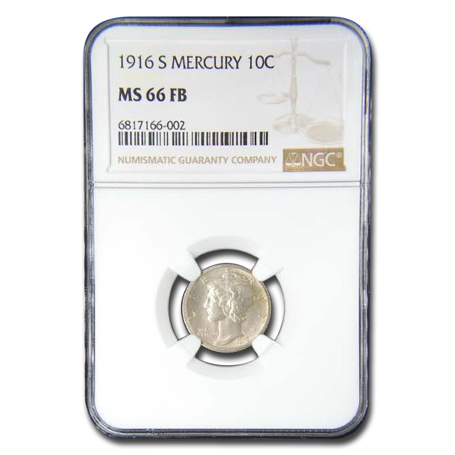 1916-S Mercury Dime MS-66 NGC (FB)