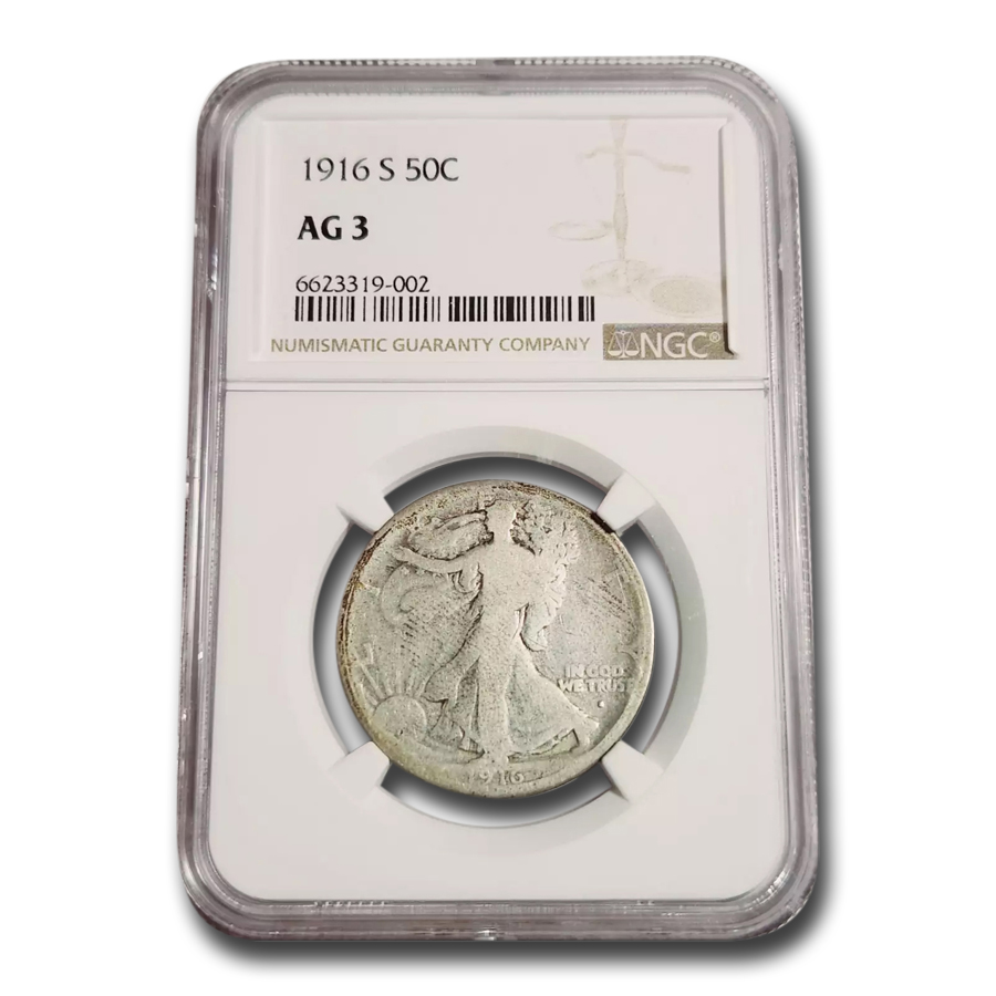 Buy 1916-S Walking Liberty Half Dollar AG-3 NGC | APMEX