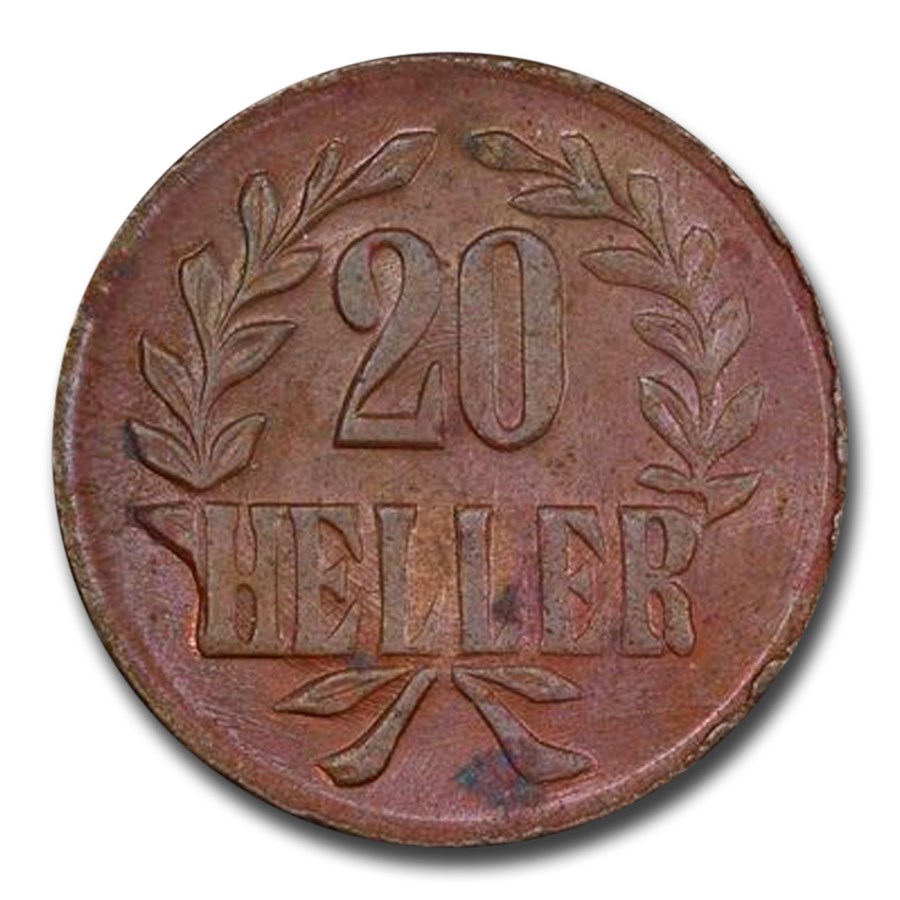 1916-T German East Africa 20 Heller MS-62 PCGS (Brown)