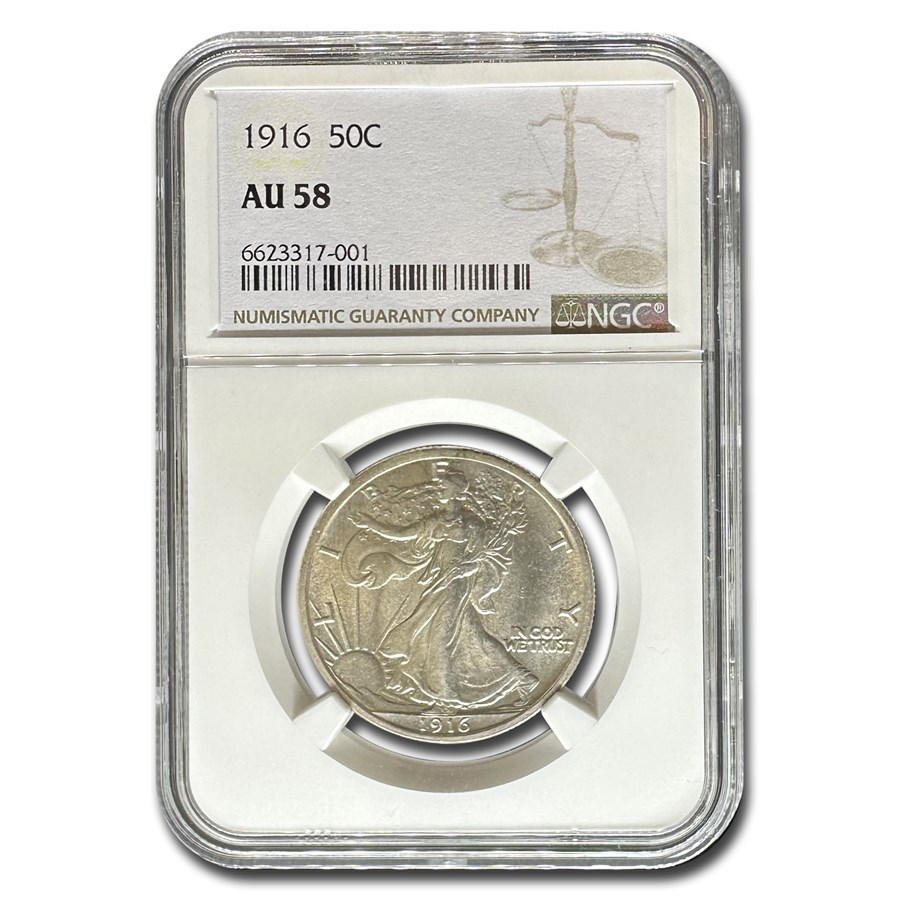 1916 Walking Liberty Half Dollar AU-58 NGC