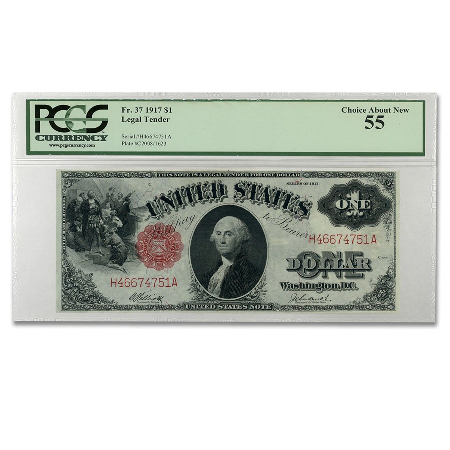 1917 $1.00 Legal Tender George Washington AU-55 PCGS (Fr#37)