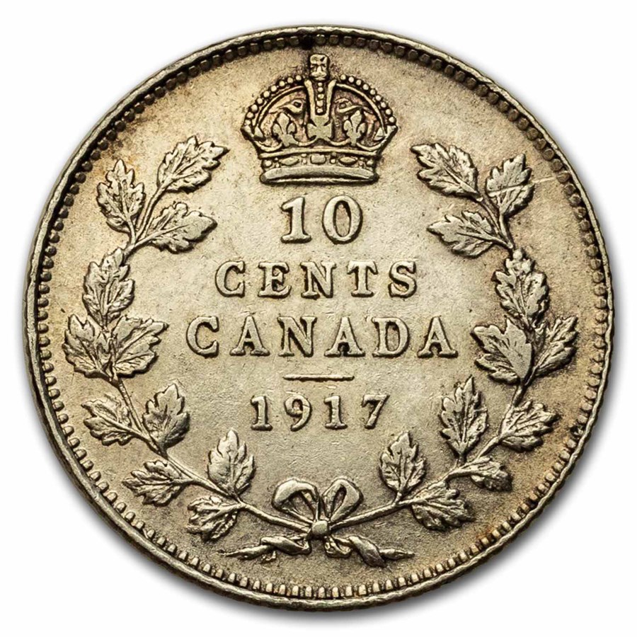 1917 Canada Silver 10 Cents George V AU