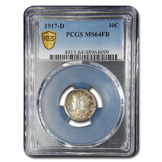 Buy 1917-D Mercury Dime MS-64 PCGS (FB) | APMEX