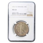 1917-D Obverse Walking Liberty Half Dollar MS-64 NGC