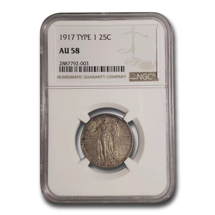 1917 Standing Liberty Quarter Type-I AU-58 NGC