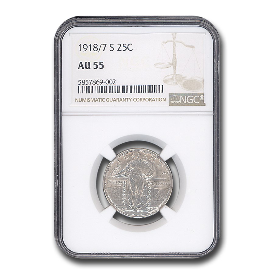 1918/7-S Standing Liberty Quarter AU-55 NGC