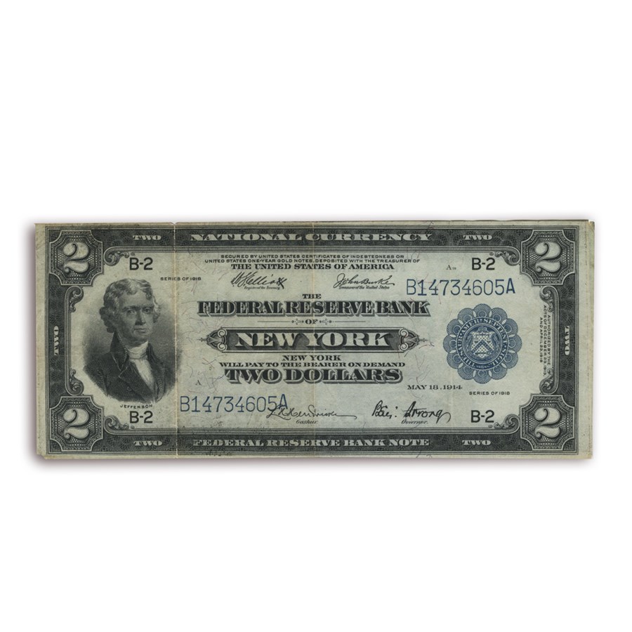 1918 (B-New York) $2.00 FRBN VF (Fr#774)