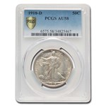 1918-D Walking Liberty Half Dollar AU-58 PCGS