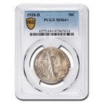 1918-D Walking Liberty Half Dollar MS-64+ PCGS