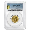 1918-I India Gold Sovereign George V MS-63 PCGS