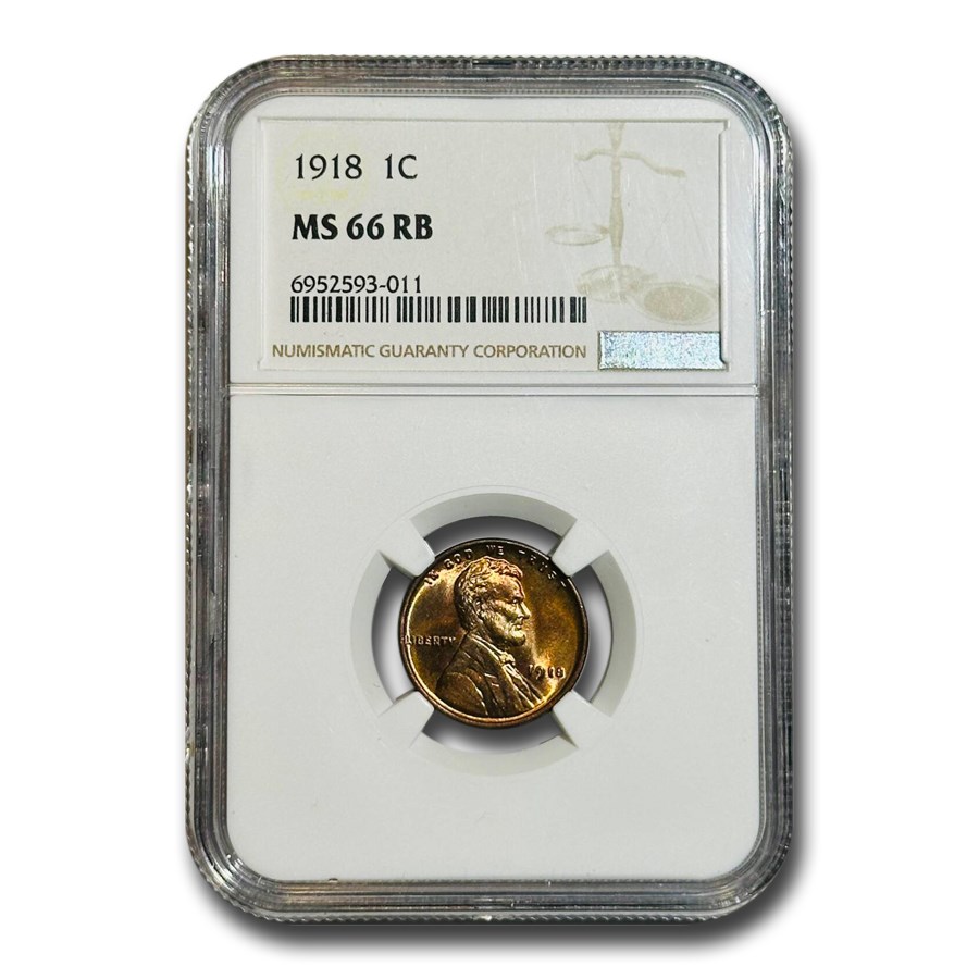 1918 Lincoln Cent MS-66 NGC (Red/Brown)