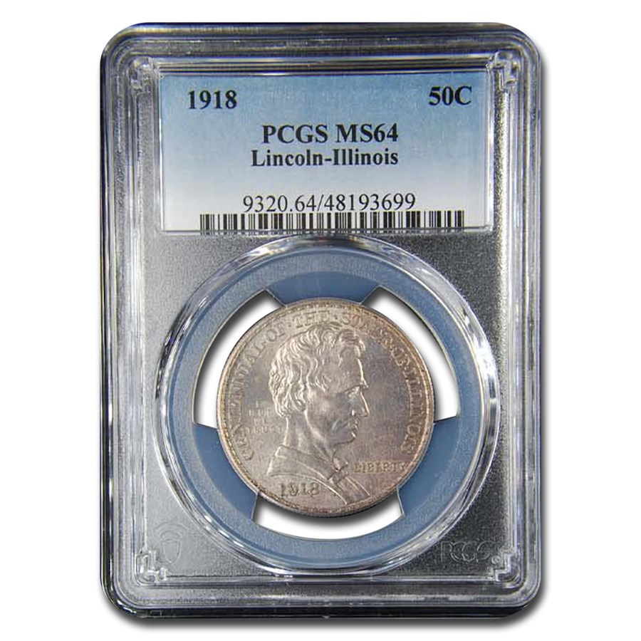 1918 Lincoln Illinois Centennial Half Dollar MS-64 PCGS