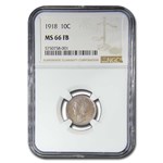 1918 Mercury Dime MS-66 NGC (FB)