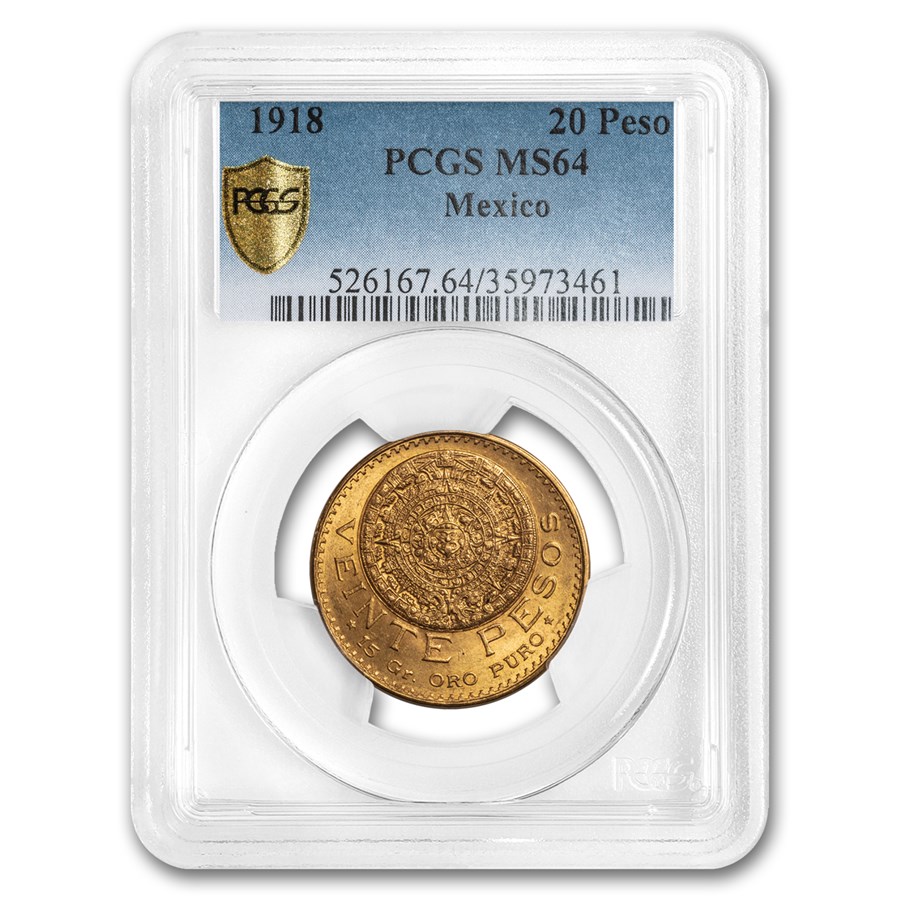 Buy 1918 Mexico Gold 20 Peso MS-64 PCGS | APMEX