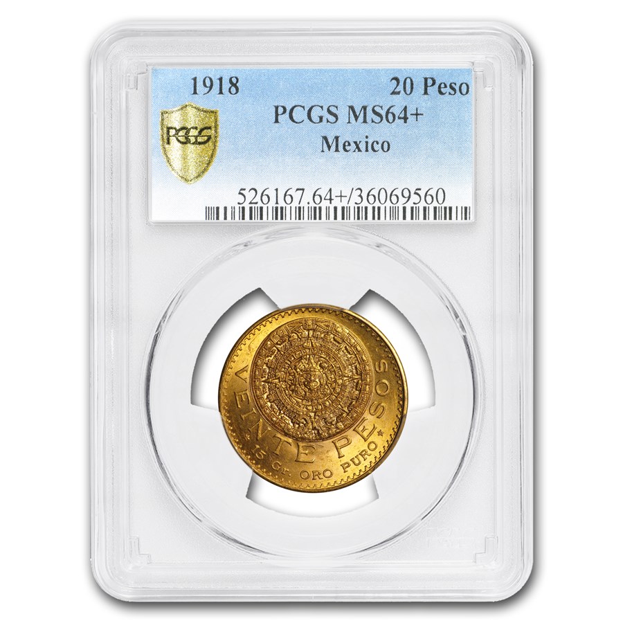 Buy 1918 Mexico Gold 20 Peso MS-64+ PCGS | APMEX