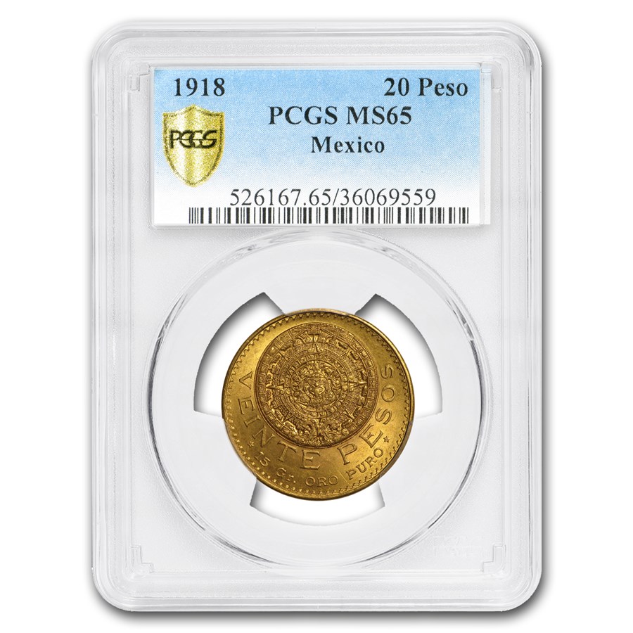 Buy 1918 Mexico Gold 20 Peso MS-65 PCGS | APMEX