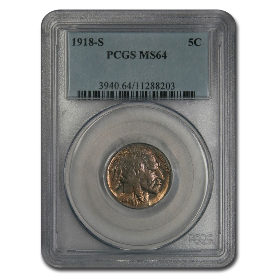 1918-S Buffalo Nickel MS-64 PCGS