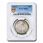 1918-S Walking Liberty Silver Half Dollar MS-65 PCGS