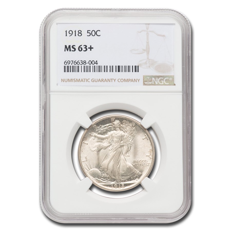 1918 Walking Liberty Half Dollar MS-63+ NGC