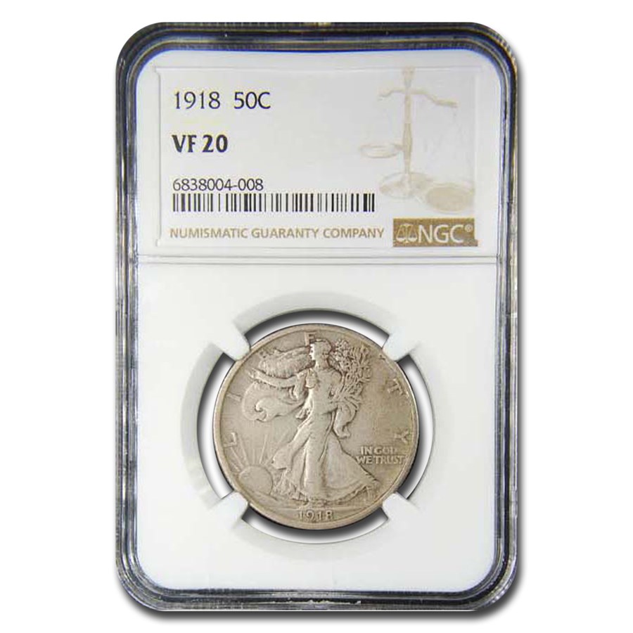 1918 Walking Liberty Half Dollar VF-20 NGC