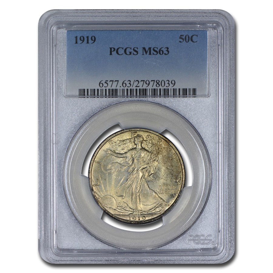 Buy 1919 Walking Liberty Half Dollar Ms-63 Pcgs 