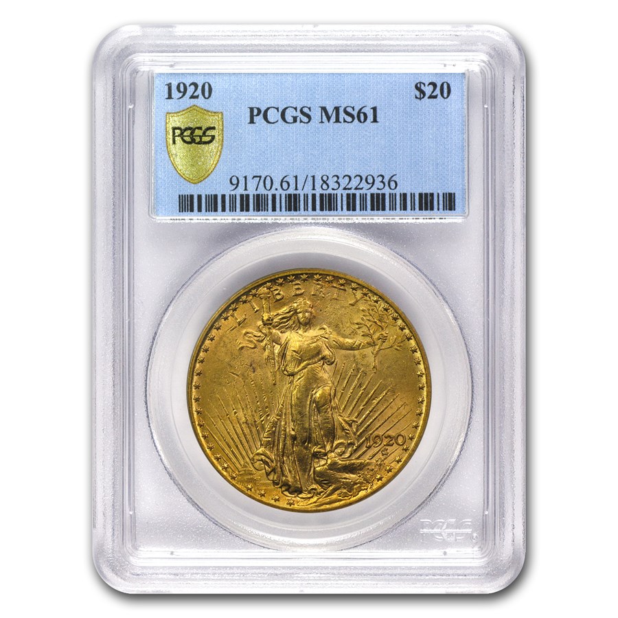 1920 $20 St Gaudens Gold Double Eagle MS-61 PCGS