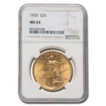 1920 $20 St Gaudens Gold Double Eagle MS-63 NGC