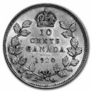 1920 Canada Silver 10 Cents George V AU