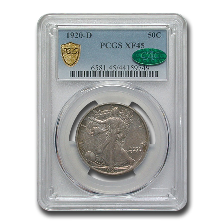 Buy 1920-d Walking Liberty Half Dollar Xf-45 Pcgs Cac 