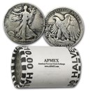 1920-D Walking Liberty Halves 20-Coin Roll Avg Circ