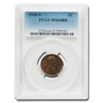 1920-S Lincoln Cent MS-64 PCGS (Red/Brown)