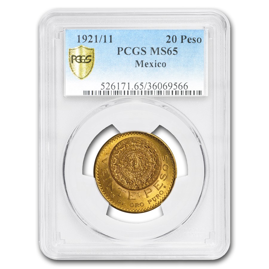 1921/11 Mexico Gold 20 Pesos MS-65 PCGS