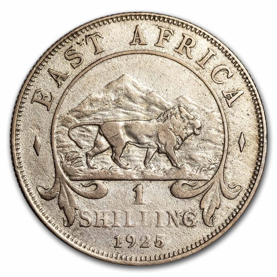 1921-1925 British East Africa Silver Shilling George V Avg Circ