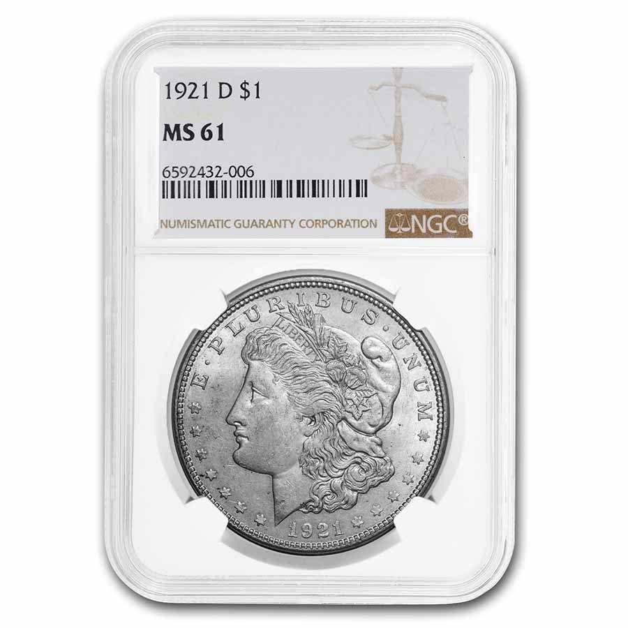 1921-D Morgan Dollar MS-61 NGC