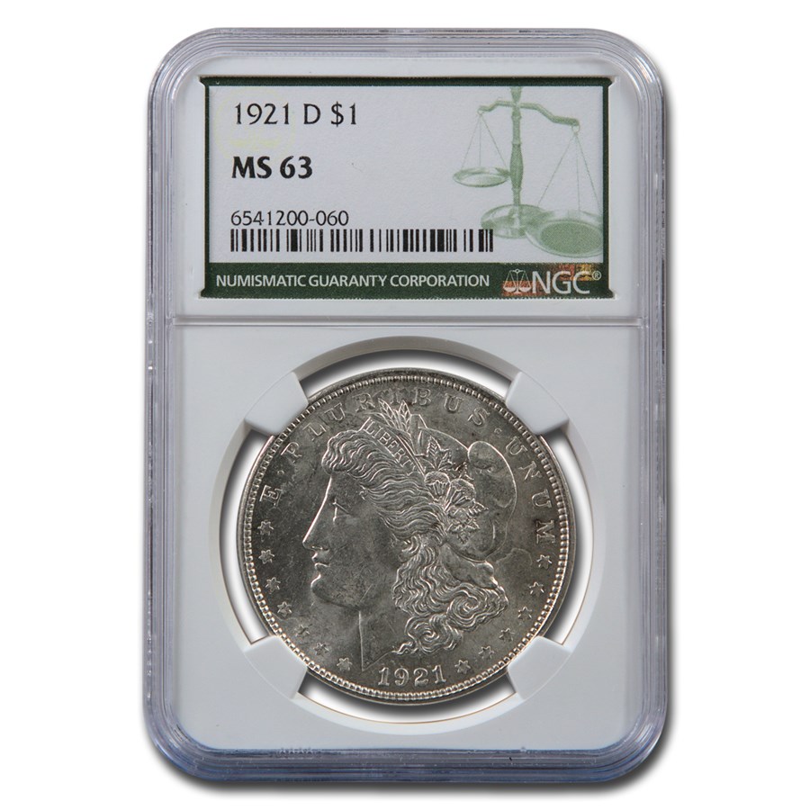 1921-D Morgan Dollar MS-63 NGC (Green Label)