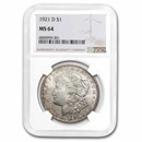 1921-D Morgan Silver Dollar MS-64 NGC