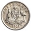 1921-M Australia Silver 3 Pence George V AU