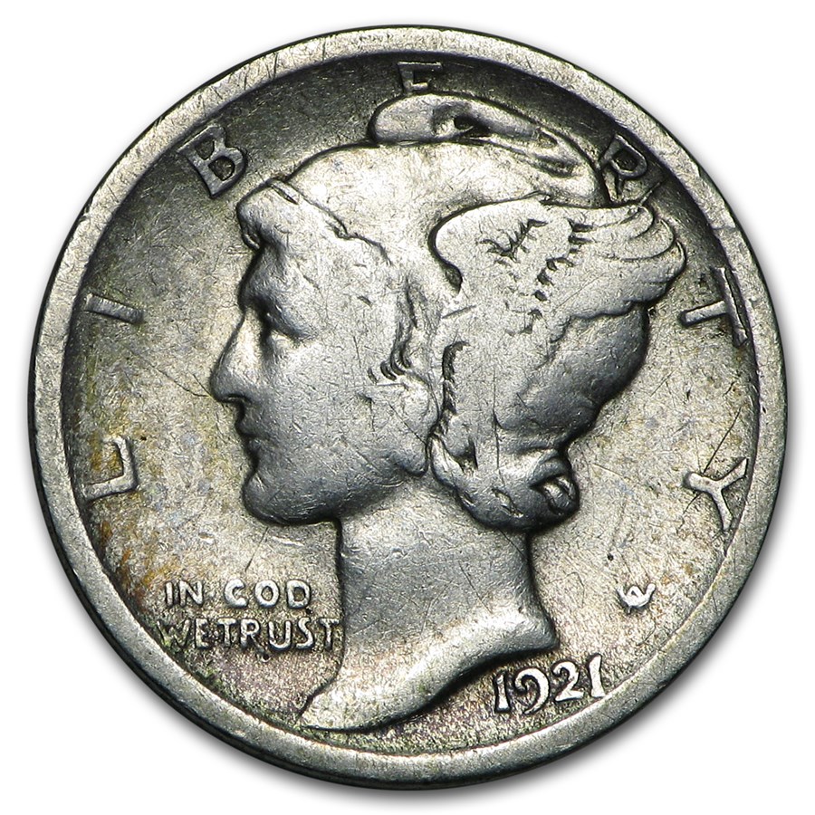 1921 Mercury Dime Fine