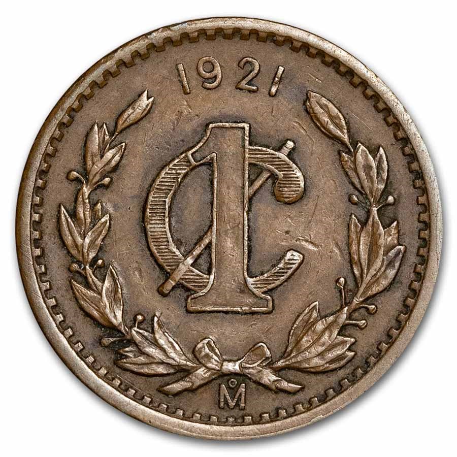 1921 Mexico Bronze 1 Centavo XF