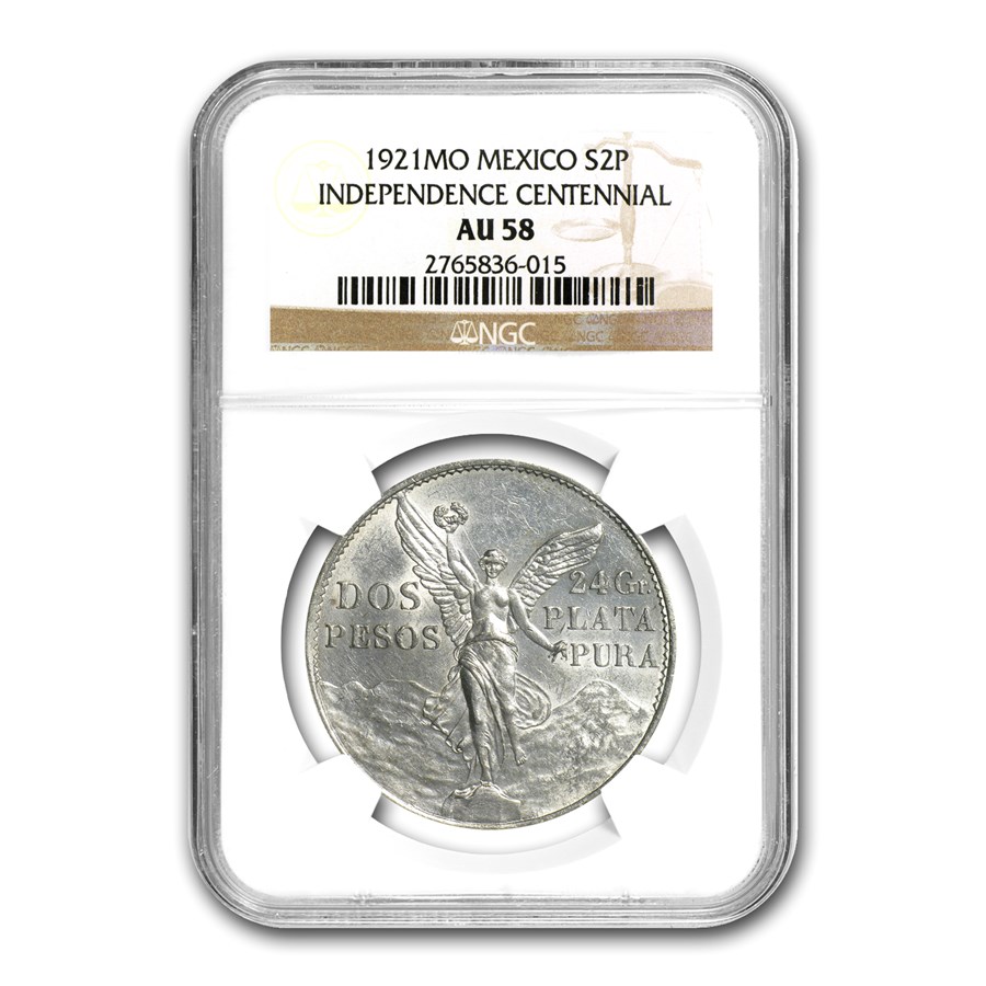 Buy 1921 Mexico Silver 2 Pesos Winged Victory AU-58 NGC | APMEX