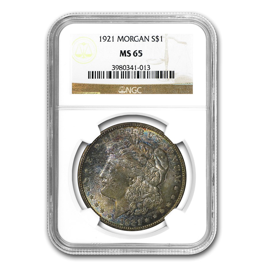 1921 Morgan Dollar MS-65 NGC (Toned)